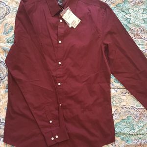 Men's Maroon H&M long sleeve button up